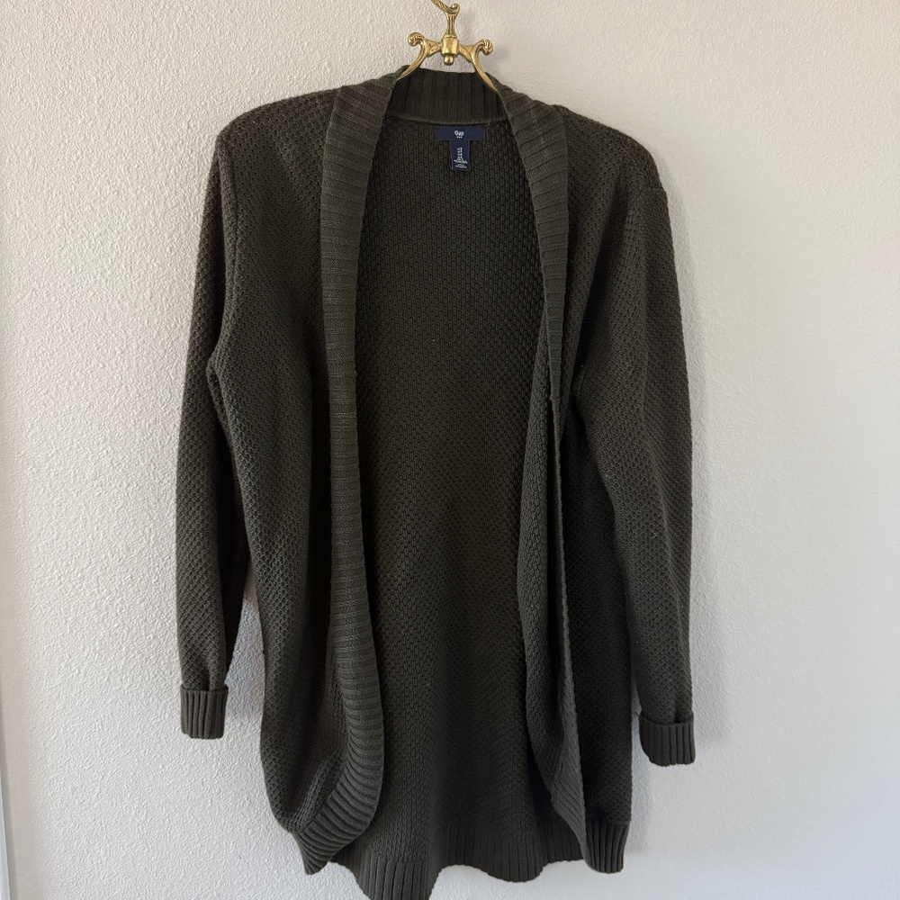 Forest green knit cardigan sweater